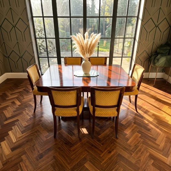 Quattro Sedie Art Déco di Alta Qualità in Mogano Massiccio – Rivestimento Presumibilmente Originale, Ca. 1930 (photo 9 of 9)