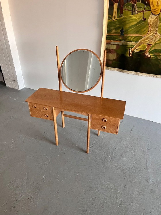Image 1 of Oak dressing table with mirror, Norway, 1970s