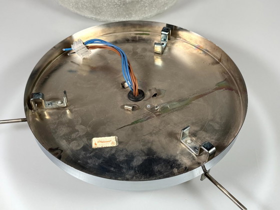 Image 1 of 1960s/70s Lamp, Light, Ceiling Light, Flush Mount Ice Glass, Hillebrand 60s