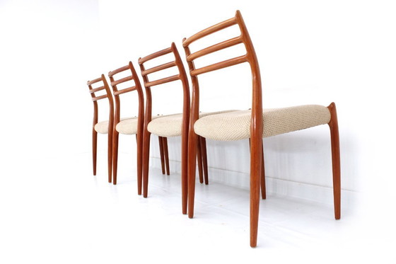 Image 1 of als nieuw, Set van 4 Niels O. Møller by J.L. Møllers, Model 78 Vintage Teak Deense Eetkamerstoelen, nieuwe bekleding, RP. 5160,-