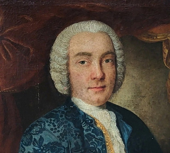 Image 1 of Portret van een jonge Franse aristocratische man - 18e-eeuws olieverfschilderij