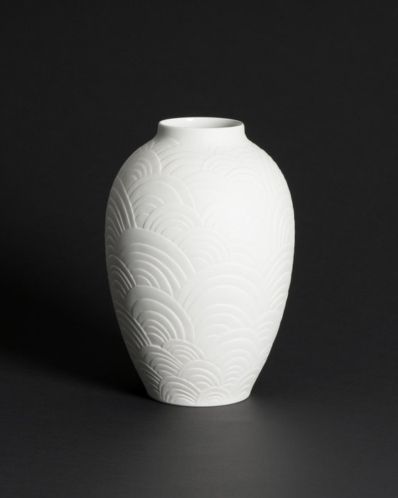 Image 1 of XL Heinrich Bisque Porcelaine Vase Duo Vintage 60s Design Op-Art Relief Art Déco