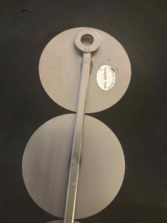 Image 1 of Raro portacandele da parete brutalista/industriale scandinavo con cabochon in vetro blu, Svezia c.1960