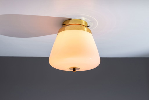 Itsu Opaline and Brass Ceiling Light