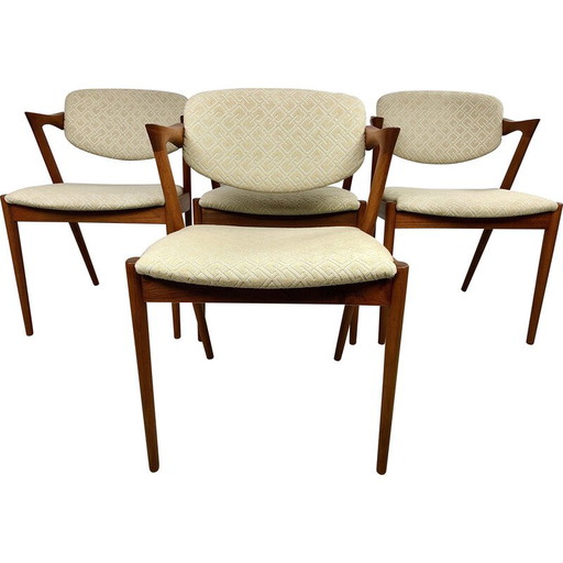 Set of 4 vintage teak dining chairs by Kai Kristiansen for Schous Møbelfabrik, 1960s