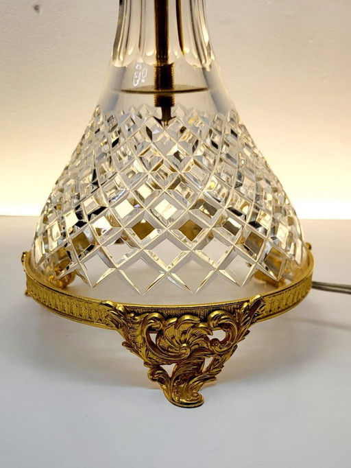 Val Saint Lambert crystal table lamp - vintage pineapple shape 1960s - 1970s