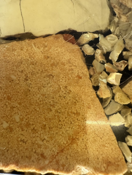 Image 1 of Set of 2 vintage mosaic tables + additional wrought iron base