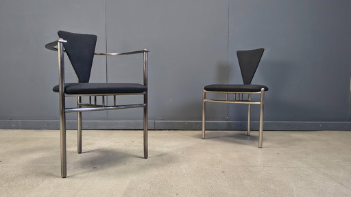 Postmoderne eetkamerstoelen van Belgo chrom, set van 10 - jaren 80