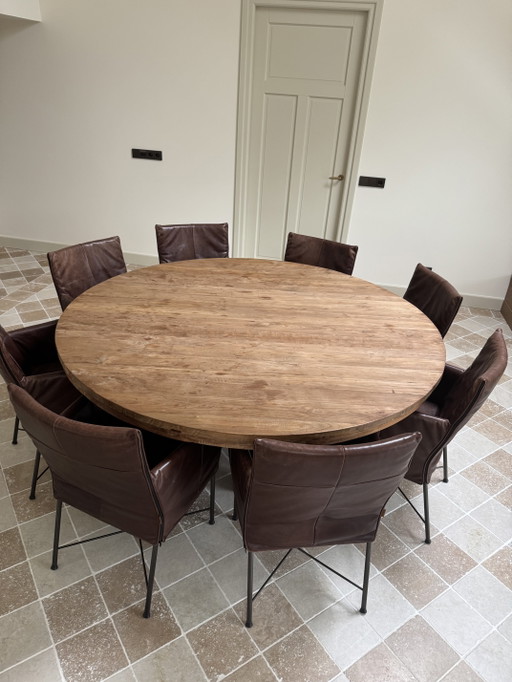 8 sillas Montis Geraldine de color marrón oscuro – eetkamerstoelen, Leather