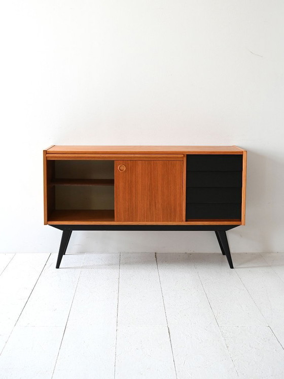 Image 1 of Scandinavian Teak Sideboard with Black Details