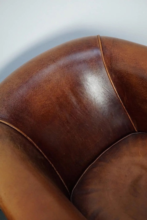 Image 1 of Vintage Nederlandse clubfauteuils van cognackleurig leer, set van 2