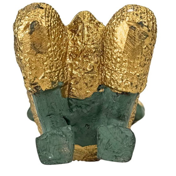 Set Guardiani del Tempio Thai Thepanom – Coppia di Figure Patinate Oro – Sculture (photo 11 of 21)