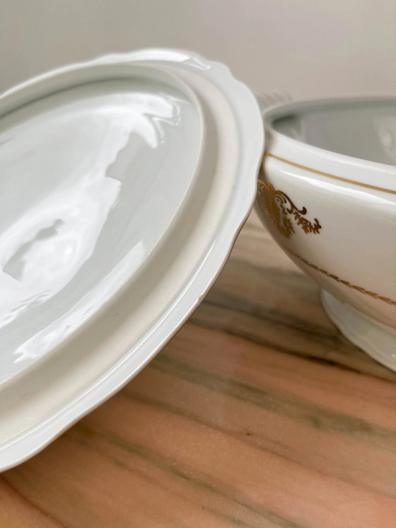 Soupière en Porcelaine Berry Dorée Blanche – Vaisselle (photo 8 of 8)