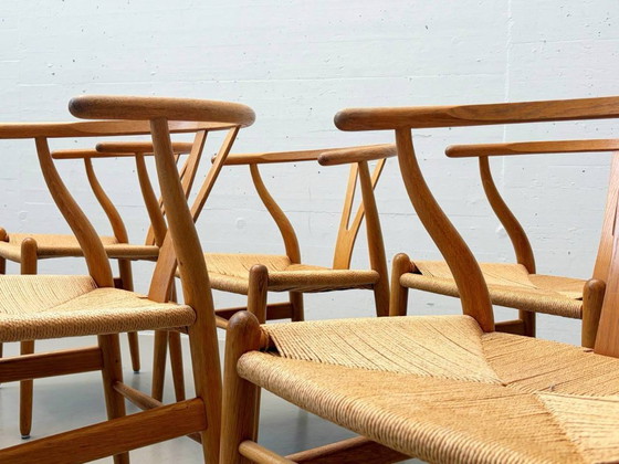 Image 1 of Set of 6 Wishbone Chairs CH24 by Hans J. Wegner for Carl Hansen & Søn, Denmark, 1990s