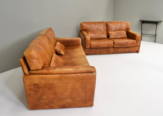 Pair of Baxter ‘Arcon’ Sofas in Buffalo Leather by Marco Milisich, Italy, 1970s, Couches, Brown (photo 2 of 20)