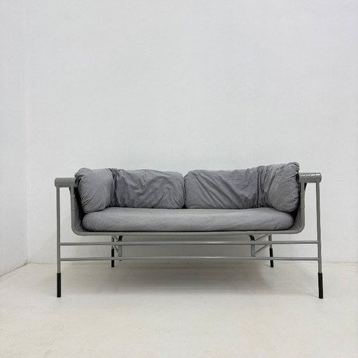 Graues 2 Sitzer Sofas mit Metallrahmen Bruno Rota für Esse, 1986 Italien