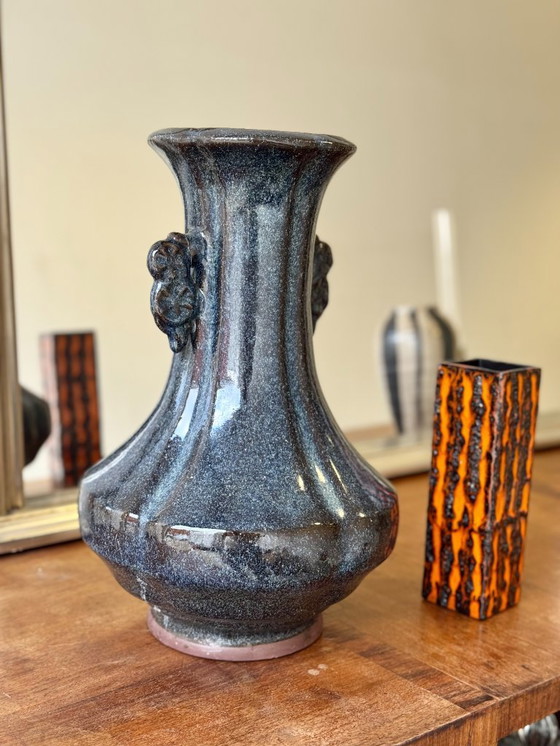 Image 1 of Jarrón de cerámica de estudio chino con esmalte flameado