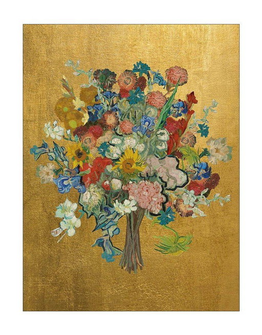 Vincent van Gogh--Kleurengiclee   Flowers(gold)