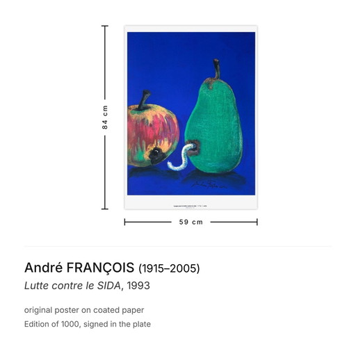 André FRANÇOIS Fight against AIDS Poster 1993