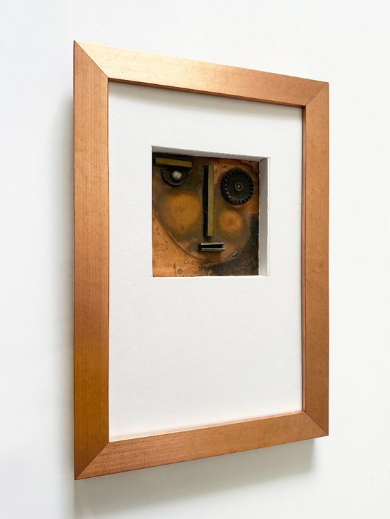 Image 1 of Avantgardistische Porträtskulptur aus geflammtem Metall. Deutschland, 1990er Jahre.