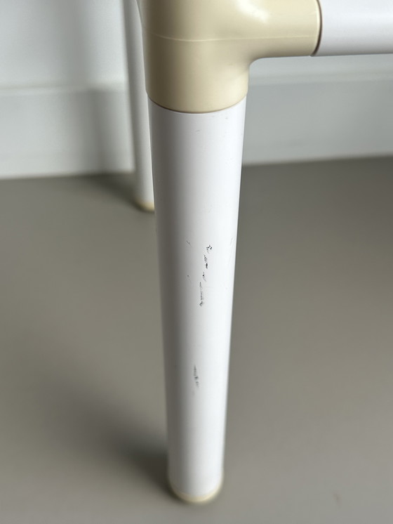 Image 1 of Scaffale vintage retrò Space Age in vetro acrilico bianco crema