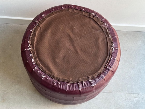 1x Vintage Patchwork Pouf - Burgundy Red – Footstools & poufs, Skai (photo 8 of 8)