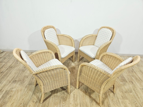 Poltrone in vimini di Domicil Möbel, Germania, anni '90, Set di 4 – Bamboo (photo 11 of 15)