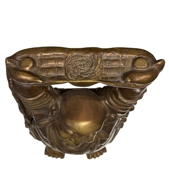 Large Bronze Budai (Laughing Buddha) – Children Figures & Rich Patina – 46 cm – 8.8 kg – Sculpture (photo 10 of 10)