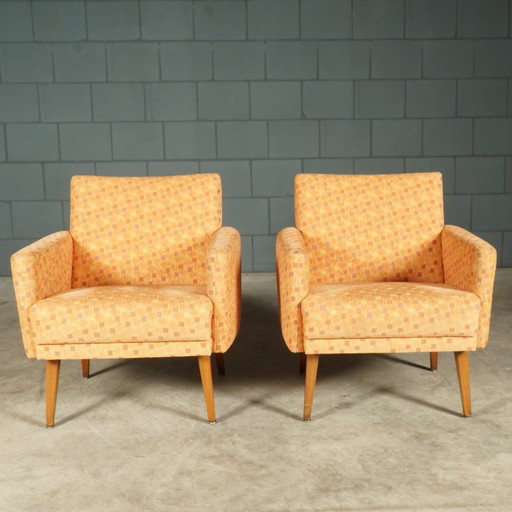 Fauteuils vintage - Orange - Années 1960 – Textile