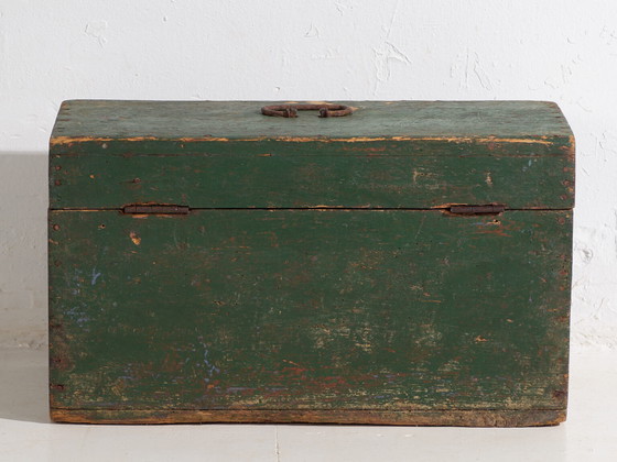 Antique green antique military chest (c.1910) #1 – Chest of drawers, Rustic (photo 20 of 22)