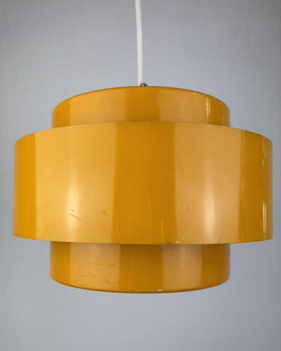Image 1 of Space Age Ceiling Lamp, Fog & Mørup, 1960s Yellow, Denmark, Minimalistic Design, Retro-Futuristic Lamp, Sputnik Design Jo Hammer