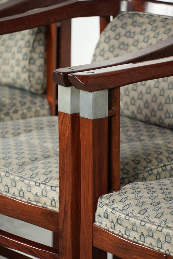 Image 1 of 4 x Art Deco design Schuitema eetkamerstoel uit de Decoforma serie met luxe stoffen bekleding