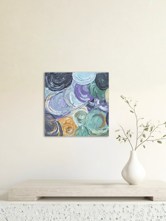 Image 1 of Abstract schilderij met dikke impasto textuur – saliegroene energie | Sage