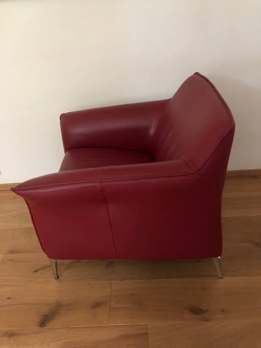 2X Leolux Mayon Armchairs In Burgundy Leather