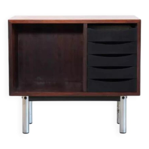 Palisanderholz-Schallplattenspielergehäuse im dänischen Design – buffetkasten, Chrome, Mid Century Modern
