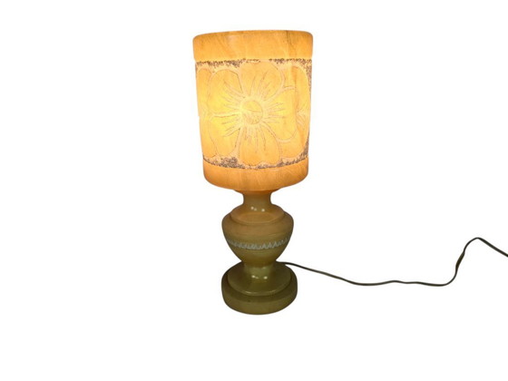 Image 1 of Tarago Esteve - Alabaster - Table lamp - Sgraffito - Spain - 3rd quarter of the 20th century