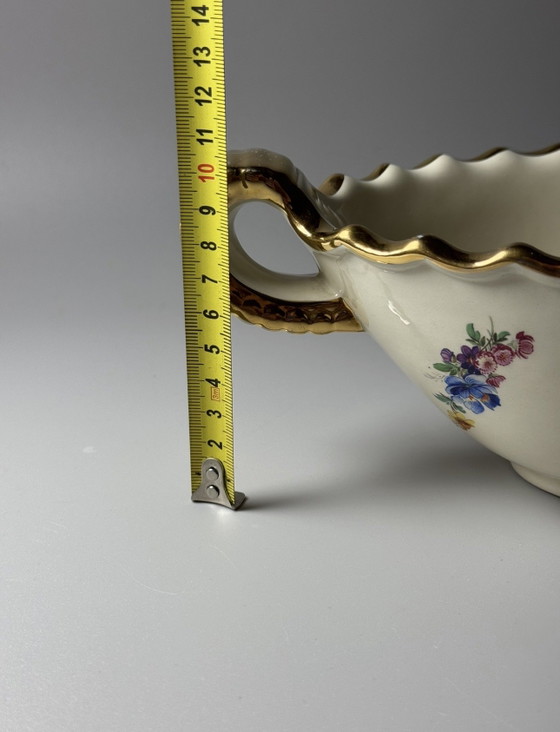 Image 1 of Boch Frères Keramis Art Deco Kom – Decor “Bouquet de Saxe”, België, jaren 30