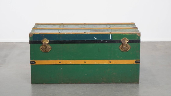 Image 1 of Original antique travel chest / coffee table from the early 1900s with handles