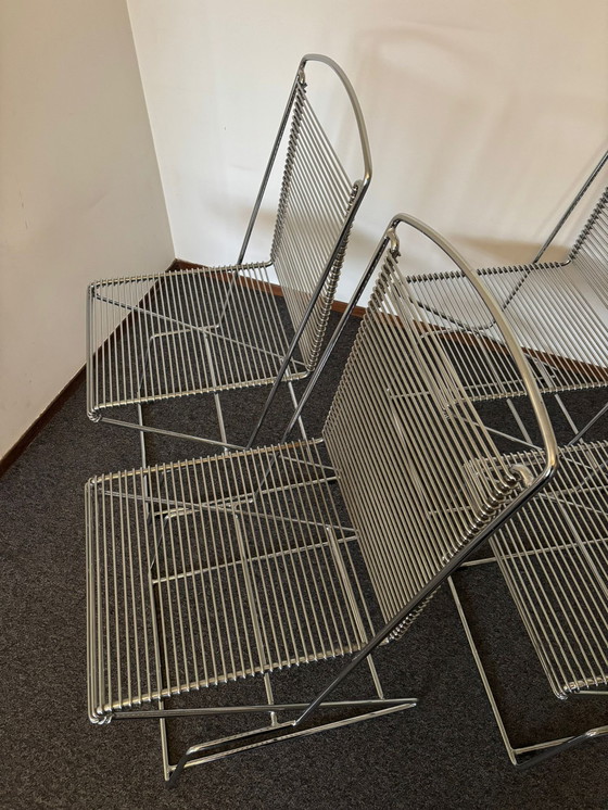Image 1 of 4 vintage 1980s Till Behrens Kreuzschwinger wire steel chairs for Schlubach