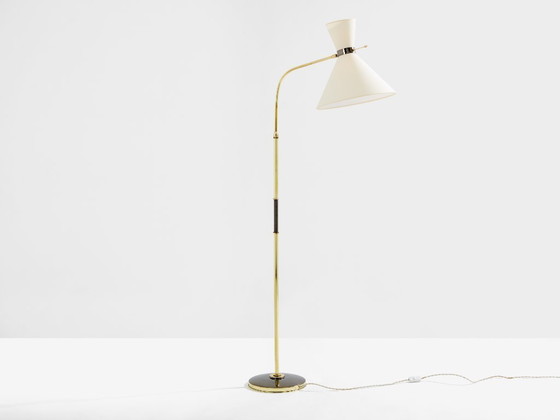 Image 1 of Maison Lunel Diabolo Messing-Stehlampe aus Rotguss, 1950er Jahre