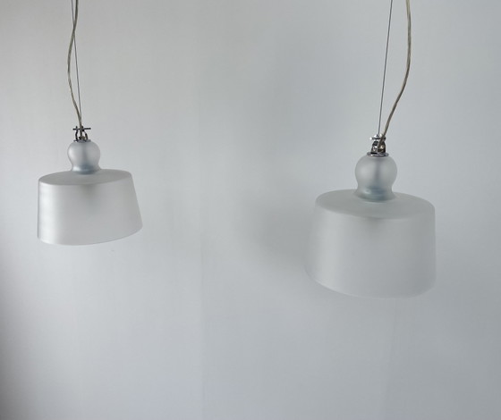 2 x Acquatinta Murano Glazen Hanglampen (Satijnen Afwerking) – Michele De Lucchi, Murano Glass (photo 14 of 14)