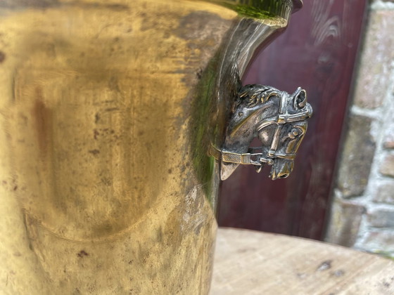 Image 1 of Enfriador de champán Enfriador de vino Louis Roederer plateado con cabezas de caballos