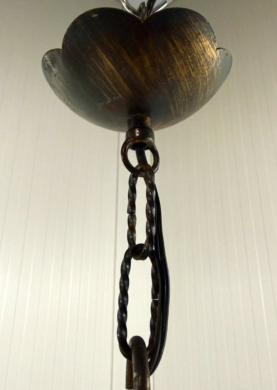 Brutalist classic castle style iron pendant lamp 1960s, Metal, Black, Rustic (photo 13 of 13)