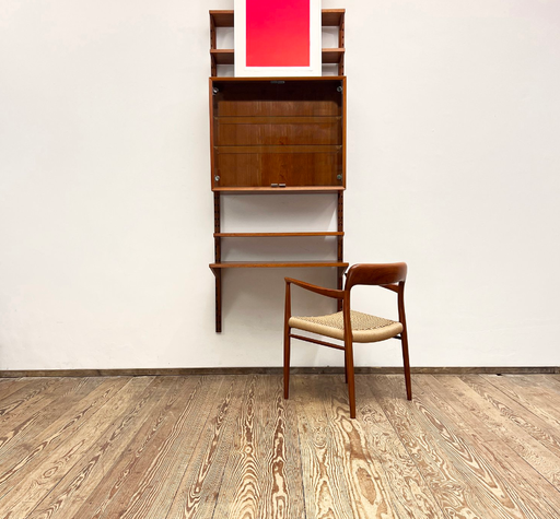 Vintage Poul Cadovius Teak Houten Wandkast, Koninklijke Systeemplank