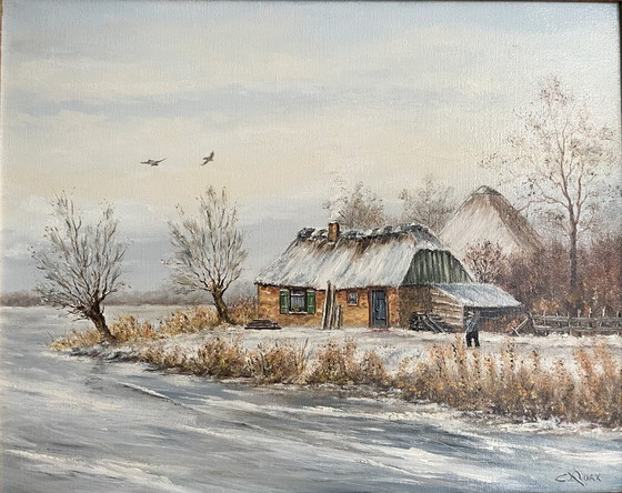 Cor Quax - (1927 - 2008) - Paisaje invernal – Pinturas y dibujos, Wood, Canvas (photo 10 of 12)
