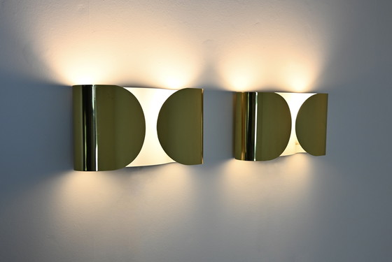 Image 1 of Lampes murales Golden Foglio par Tobia & Afra Scarpa pour Flos, 1960, ensemble de 2