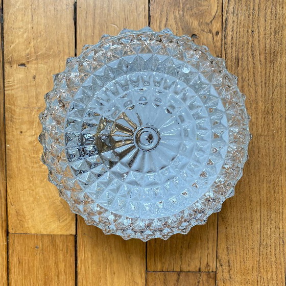 Image 1 of Piccola lampada da parete/soffitto in vetro stampato