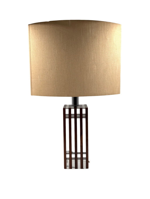 Hollywood regency houten en lucite tafellampvoet, Italië, jaren 1970