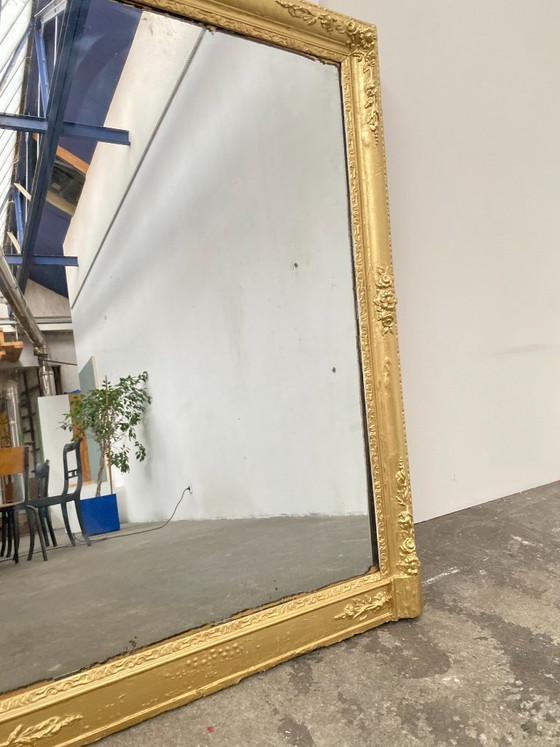 Image 1 of Stuccoed and gilded wooden mirror, 115cm high, 19th century, France