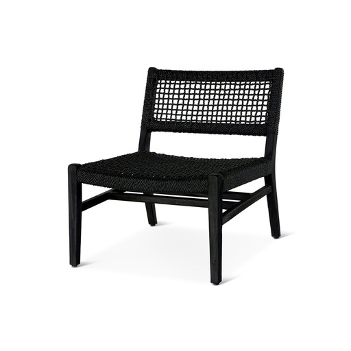 Juego de 2 sillones Castle Line de teca negra con mesa auxiliar